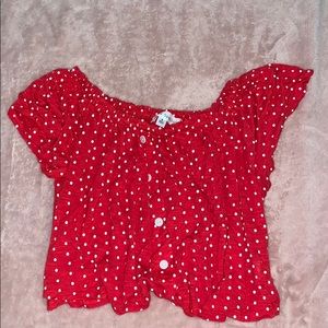 Red Ruffled Crop Top